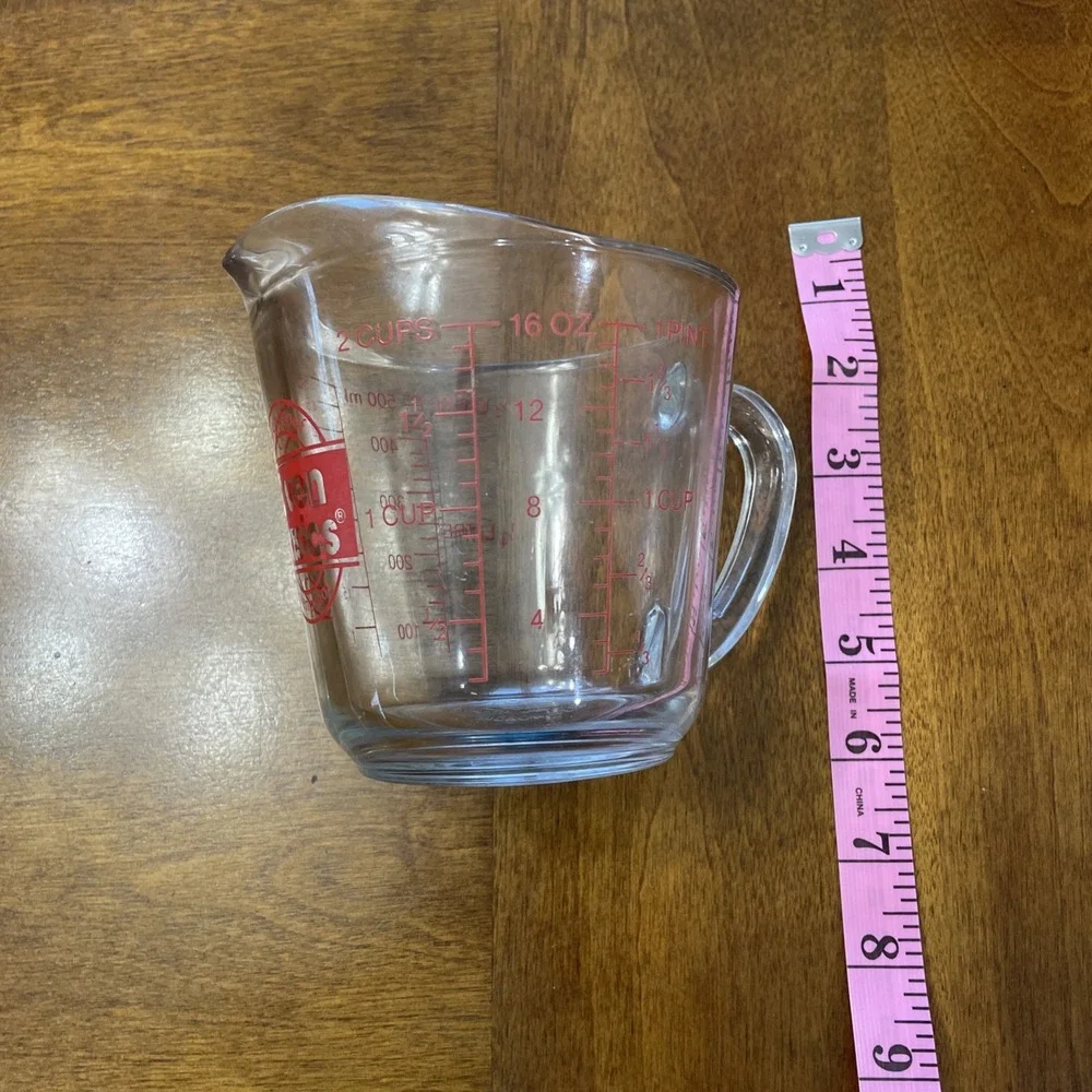 Vintage Anchor Hocking Oven Originals 2 Cup Glass Measuring Cup 498 D Handle‎